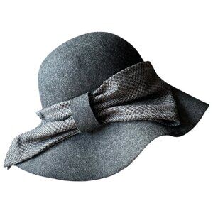NWOT Nordstrom Womens Wool Felt Floppy Hat With Tweed Bow Made Italy Classic OS